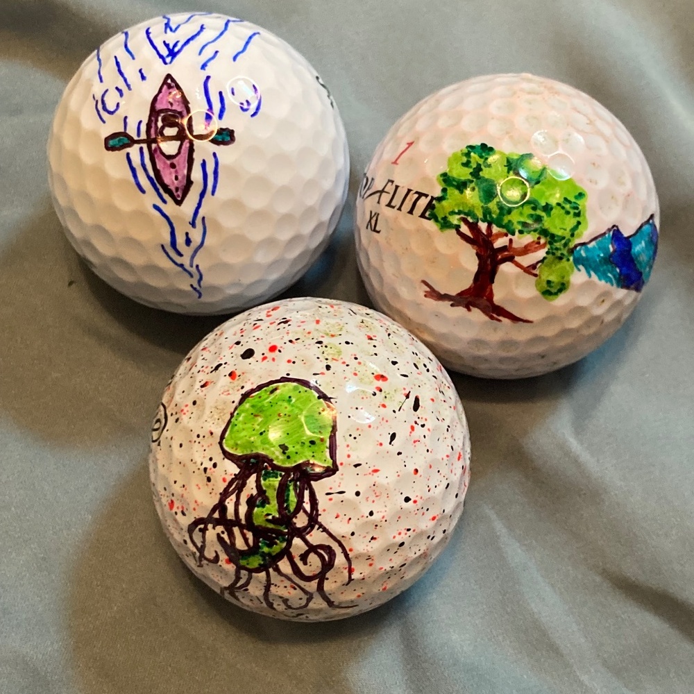 Hand drawn golf balls